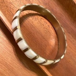 Vintage solid brass ~inlaid mother of pearl Seashell Retro Boho Costume Jewelry